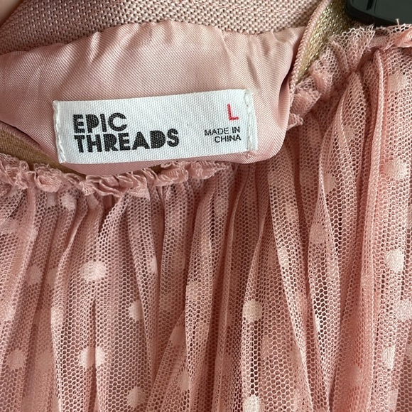 Epic Threads Tulle Pleated Tulle Polka Dot Balletcore Baby Pink Midi Skirt Large - Picture 7 of 8
